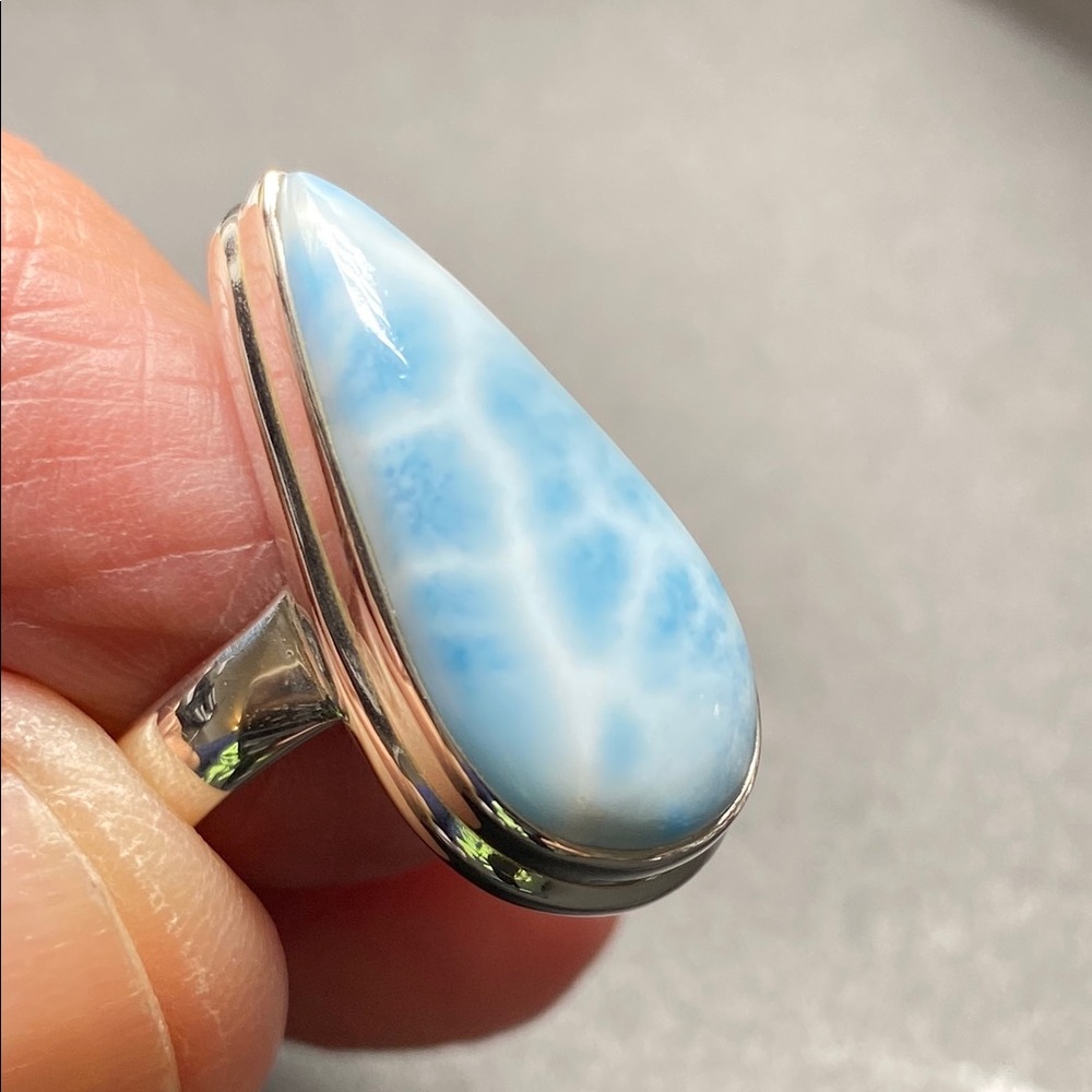Larimar Ring Size 6 In Solid Sterling Silver 925 - image 2